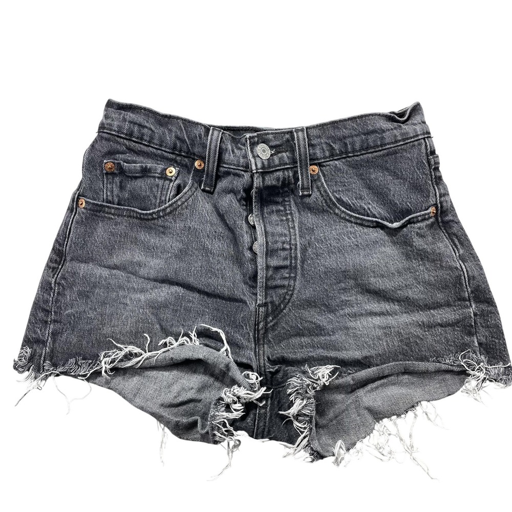 Levi's Premium 501XX Shorts Womens W26 Gray Denim Button Fly Cutoff Frayed Hem